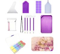 Colla per Diamond Painting Set 129 Pezzi Accessori Completo 5 Colori Vivaci 2x2cm Ideale per Creazioni Fai da Te Decorazioni