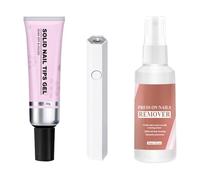 Colla per gel per unghie , collo per unghie a secco rapido per unghie pressanti, forte adesivo | Gel di strass solido con solvente, kit di colla per unghie per consigli e arte salone