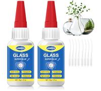 Colla per Vetro 35g x 2, Colla Istantanea Extra Forte - Trasparente, Impermeabile e Resistente al Calore, Adesivo Liquida per Tutti i Tipi di Vetro, Acrilico, Specchi, Cristallo, Gioielleria