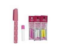 Colla solubile per tessuti Sewline Riolis + ricarica adesiva per tessuti blu, gialla e rosa