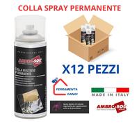 Colla Spray Multiuso per Cielo Auto-Tessuti-Legno-Pannelli Fonoassorbenti 12 pz