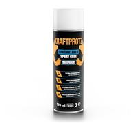 Colla spray trasparente - KRAFTPROTZ 500 ml - ultra forte per pelle, schiuma, feltro, legno & gomma - resistente al calore fino a +70 °C - ugello regolabile - compatibile con molti materiali