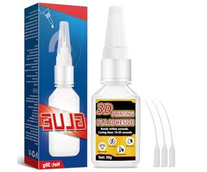 Colla Stampante 3d, Collas Stampa 3d extra forte da 30 g con tappo anti-intasamento, Collaa Nayrmaer PLA trasparente per ABS, PLA, PETG, TPU, calore e impermeabile