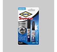 Bostik Super Plastiche, adesivo istantaneo per tutte le plastiche anche PP, PE, PVC, ABS, trasparente, super veloce e super forte 3ml + 2g