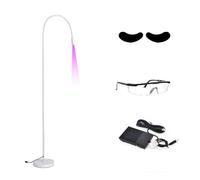 Colla UV per polimerizzare le ciglia, lampada UV LED, lampada UV per unghie, collo d'oca flessibile,10W, 395-400 nm, con pedale + benda per gli occhi + occhiali