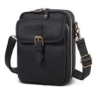 Collaboraten1 Crossbody Leather Bag - Vintage Cross Body Shoulder Purse with built in wallet, for Women Men (Black)