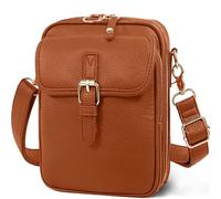 Collaboraten1 Crossbody Leather Bag - Vintage Cross Body Shoulder Purse with built in wallet, for Women Men (Brown)