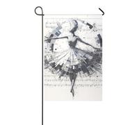 Collage Art Style ballerine bianco spartito musica spartiti vacanze cantiere bandiere per esterno felice anno nuovo banner per la decorazione del portico 12x18 pollici doppio lato