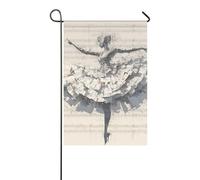 Collage Art Style ballerine bianco spartito musica spartito primavera bandiere all'aperto buon Natale banner per la decorazione del patio 12x18 pollici double sided
