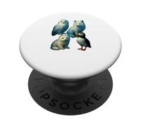 Collage con animali artici, gufo delle nevi, volpe, foca, pulcinella PopSockets PopGrip Adesivo