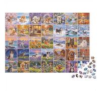 Collage Cuccioli Puzzle per Anziani 1000 Pezzi Riciclabile Diversi Cani Puzzle Accessori Gioco Impossibile Difficile Stimolante Attività 38x26cm/1000pcs