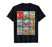 Collage di francobolli turchi Cappadocia Turchia tè Turco Maglietta