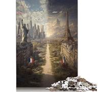 Collage di Grandi Città Puzzle in Legnos 300 Pezzi Per Adulti Decorazione Interna Unica Regalo Per Amore E Amico Gioco EduGattoion Per Gioco Familiare Stress Relief 300pcs (40x28cm)