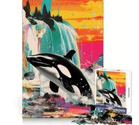 Collage di orca assassina per adulti, puzzle da 1000 pezzi, sfida mentale, gioco rilassante, evasione, opera d'arte di alta qualità, pezzo da collezione (38x26cm)