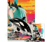 Collage di orca assassina per adulti, puzzle da 1000 pezzi, sfida mentale, gioco rilassante, evasione, opera d'arte di alta qualità, pezzo da collezione (38x26cm)