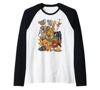 Collage di Personaggi di Ultimate Wild Animal Kingdom Maglia con Maniche Raglan