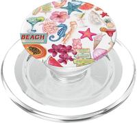 Collage di stelle marine con orchidee e conchiglie estive sulla spiaggia costiera PopSockets PopGrip per MagSafe