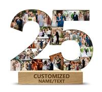 Collage Foto Personalizzate 1-99 Età Numero, Cornice Personalizzata con Foto per 25 anni Compleanno Donna Uomo, Anniversario Compleanno Decorazioni 25 anni, Idea Regalo Compleanno Anniversario