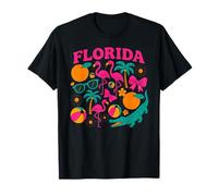 Collage retrò con fenicotteri sulla spiaggia della Florida Maglietta