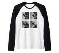 Collage retrò per alpinisti Uomini Donne Maglia con Maniche Raglan