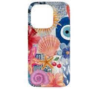 Collage Summer Beachy Blue Coastal Eyes con conchiglie Custodia per iPhone 14 Pro