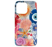 Collage Summer Beachy Blue Coastal Eyes con conchiglie Custodia per iPhone 15 Pro Max