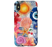 Collage Summer Beachy Blue Coastal Eyes con conchiglie Custodia per iPhone X/XS