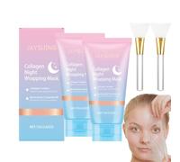 Collagen Night Wrapping Mask,Collagen Overnight Peel Off Facial Mask,Maschera viso staccabile con avvolgimento notturno al collagene,Maschera avvolgente notturna viso notte al collagene(2PCS)