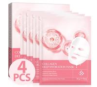 Collagen Night Wrapping Mask, Maschera Viso Peel Off al Collagene Biologico, per Idratare, Bellezza Skincare Maschera Coreana per Idratare, Levigare e Rassodare la Pelle Durante la Notte (Rosa-4PCS)