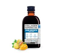 COLLAGEN SUPERDOSE Hair Growth - 7.500mg Collagene Marino Idrolizzato 300ml | 14 Ingredienti Attivi con Biotina, Zinco e Cheratina, Capelli più Forti, Folti e Sani, Gusto Ananas e Mango, 30 Giorni