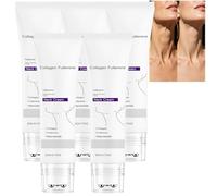 Collagene Fullerene Crema Collo con Rullo Massaggiante, Crema Collo Rassodante e Serraggio, Riduce le Rughe e il Doppio Mento, Idratante per Collo e Décolleté, Cura della Pelle Anti-età (5pcs)