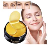 Collagene Hydrogel Maschera per gli occhi, anti-invecchiamento, 60 pezzi, oro 24 K, maschera idratante, contro occhiaie, rughe, occhiaie e borse lacrime, 30 paia di cuscinetti per gli occhi in acido