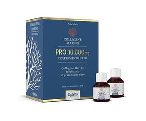 Collagene Marino Pro 10.000 Mg - Trattamento Urto - 10 g di collagene per dose - con acido ialuronico e vitamine E, C e B6-12 flaconcini pronti da bere da 50ml Optima Naturals