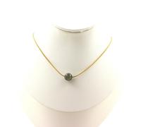 Collana 1 Perla Agata Indiano 8 Mm. Catena IN Acciaio Dorato Inossidabile