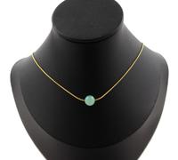 Collana 1 Perla Angelite 8 MM Catena IN Acciaio Dorato Inossidabile