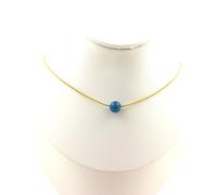 Collana 1 Perla Apatite 8 MM Catena IN Acciaio Dorato Inox