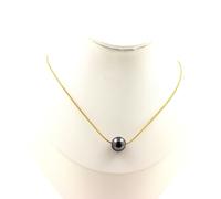 Collana 1 Perla Ematite 10 MM Catena IN Acciaio Dorato Inox