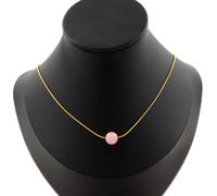 Collana 1 Perla Opale Rosa 8 Mm. Catena IN Acciaio Dorato Inossidabile