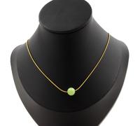 Collana 1 Perla Peridoto 8 Mm. Catena IN Acciaio Dorato Inossidabile