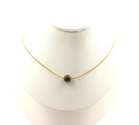 Collana 1 Perla Unakite 8 MM Catena IN Acciaio Dorato Inox