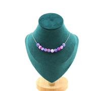 Collana 10 Perle Agata Vena Di Drago Fucsia E Blu 8 Mm Catena In Acciaio
