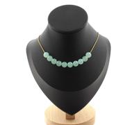Collana 10 Perle Angelite 8 Mm. Catena IN Acciaio Dorato Inossidabile Donne