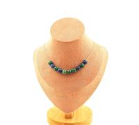 Collana 10 Perle Azzurrite Crisocolla 8 Mm. Catena IN Acciaio Inossidabile