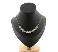 Collana 10 Perle Berillo Morganite Del Brasile Catena IN Acciaio Dorato Donna