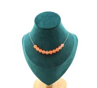 Collana 10 Perle Calcedonio Arancione 8 Mm. Catena IN Acciaio Inossidabile Fe