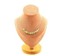 Collana 10 Perle Cianite Verde Del Brasile Catena IN Acciaio Inossidabile F