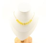 Collana 10 Perle Citrino 8 Mm. Catena IN Acciaio Dorato Inossidabile Donne