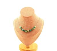Collana 10 Perle Crisocolla Da Namibia Qualità 7A 8 Mm. Catena IN Collana Fem