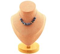 Collana 10 Perle Diaspro Blu 8 Mm. Catena IN Acciaio Inossidabile Donne, H