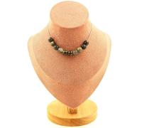 Collana 10 Perle Diaspro Sangue Di Dragone 8 Mm. Catena IN Acciaio Donne, Ho